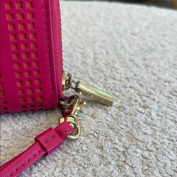 Tory Burch Pink & Orange Perforated Wristlet